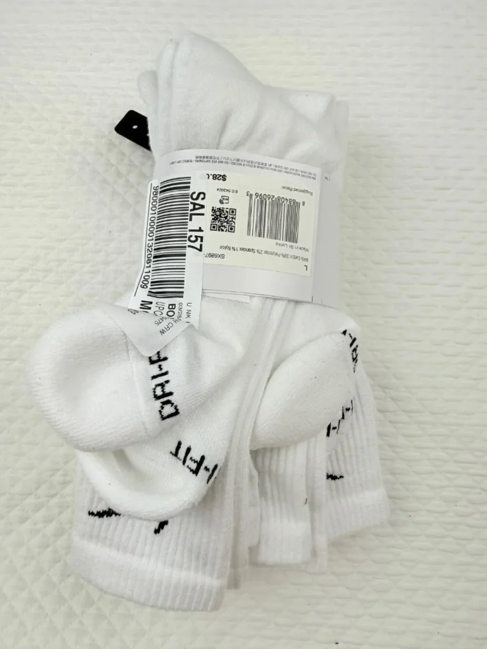 Nike Everyday Plus  Adult Mens Large  (8-12) Unisex Cushioned 5 Pack Crew Socks